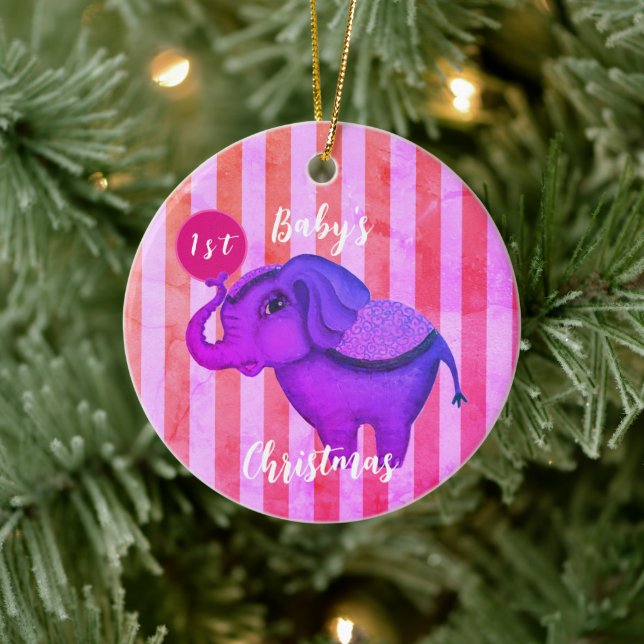 Circus Elephant Ceramic Ornament (Tree)