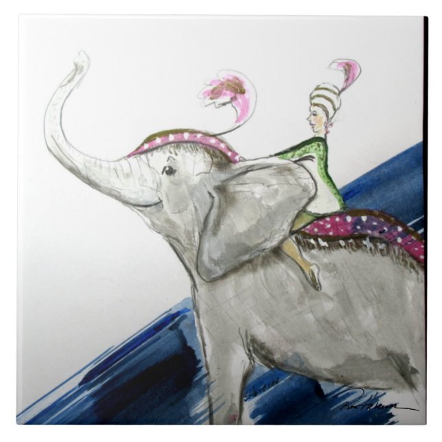 Circus Elephant Ceramic Tile (Front)