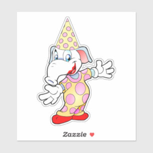 Circus Elephant Clown Cartoon Art Sticker