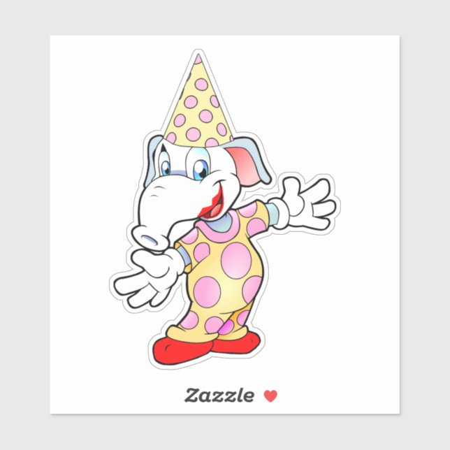 Circus Elephant Clown Cartoon Art Sticker (Sheet)