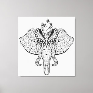 Circus Elephant Doodle 6 Canvas Print