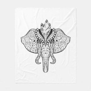 Circus Elephant Doodle Fleece Blanket