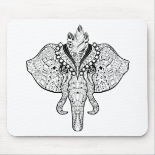 Circus Elephant Doodle Mouse Pad