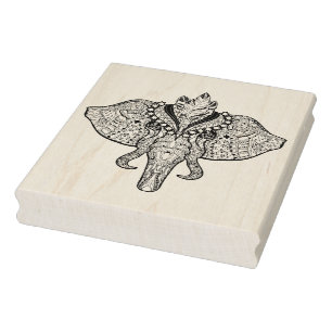 Circus Elephant Doodle Rubber Stamp