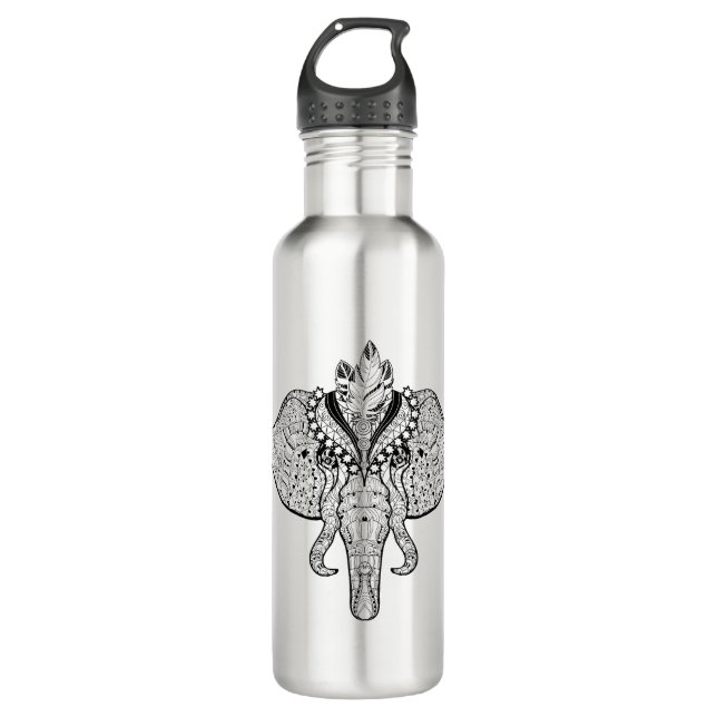 Circus Elephant Doodle Stainless Steel Water Bottle (Front)