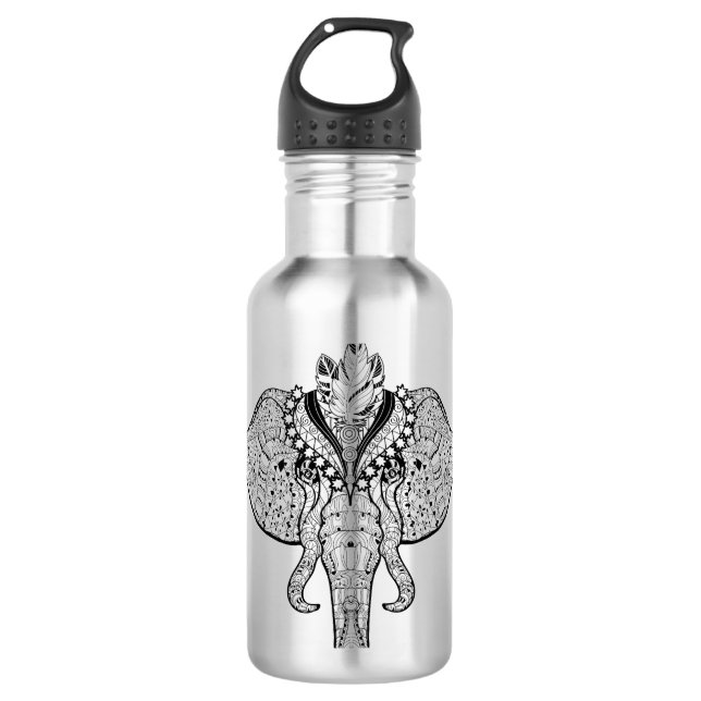 Circus Elephant Doodle Stainless Steel Water Bottle (Front)
