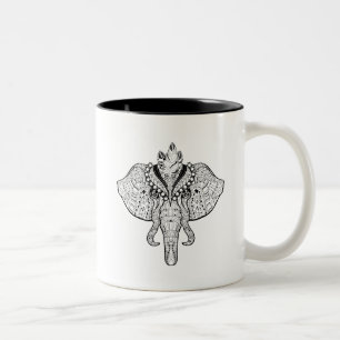 Circus Elephant Doodle Two-Tone Coffee Mug