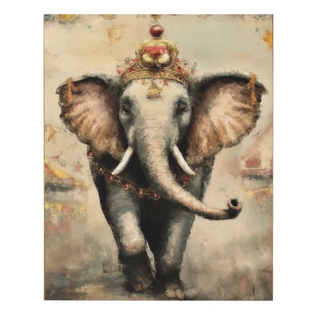 Circus Elephant Faux Wrapped Canvas Print (Front)