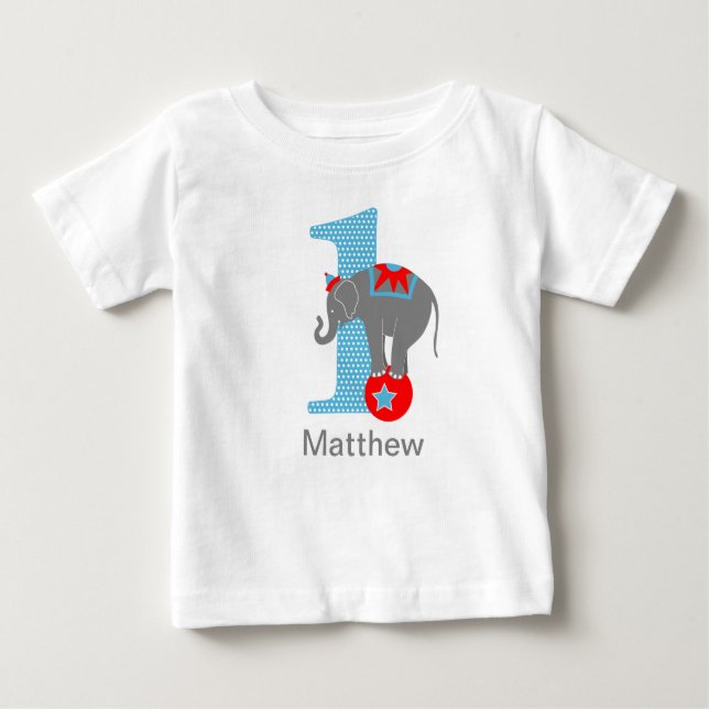 Circus Elephant First Birthday Tshirt Personalized (Front)