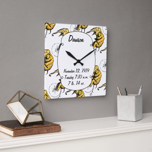 Circus Elephant Gifts Square Wall Clock