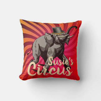 Circus elephant hat spiral customisable throw pillow