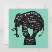Circus Elephant Mint Green Baby Shower Invitation (Front)