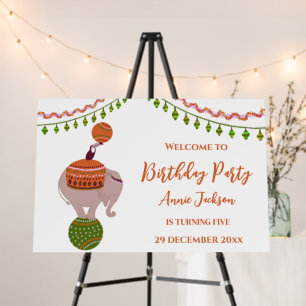 Circus elephant on a ball Birthday Party Welcome Foam Board