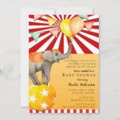 Circus Elephant on Ball Carnival Baby Shower Party Invitation (Front)