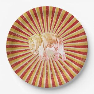 Circus Elephant on Vintage Stripe Poster Paper Plates