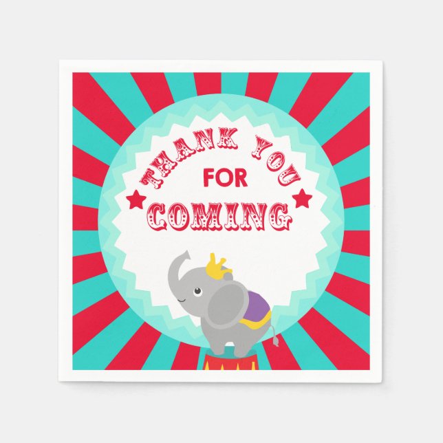 circus elephant paper napkins (Front)