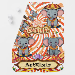 Circus Elephant Print Baby Blanket