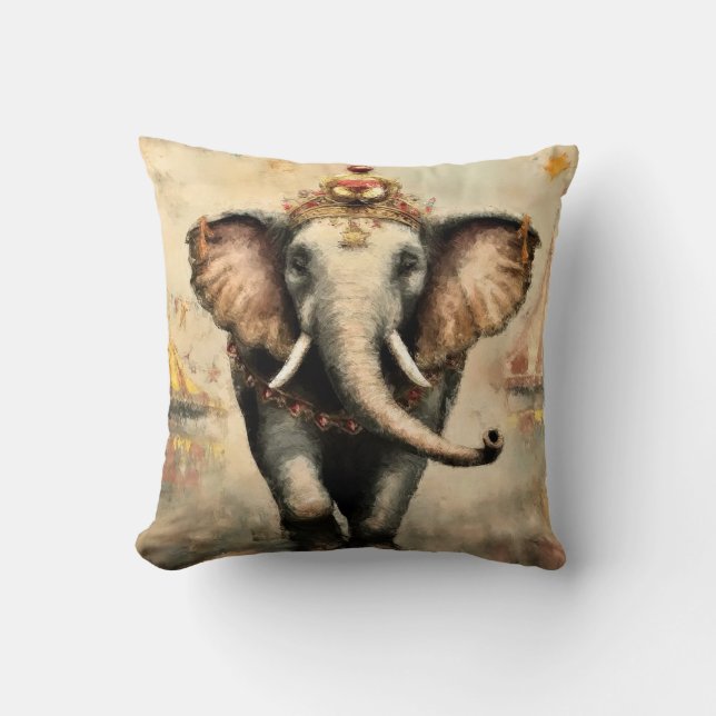 Circus Elephant Throw Pillow (Front)