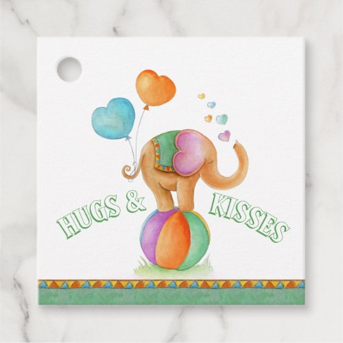 Circus elephant watercolor baby shower favor tags