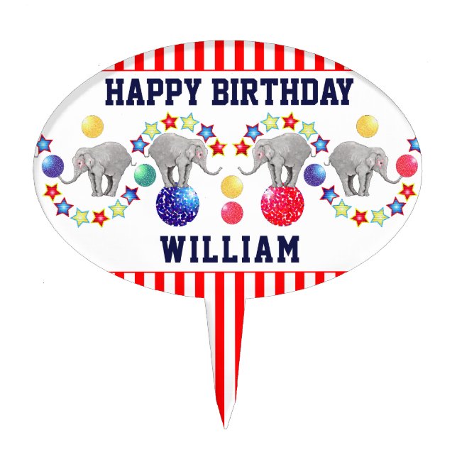 Circus Elephants Cake Topper (Front)