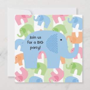 Circus Elephants Customized Birthday Invitations