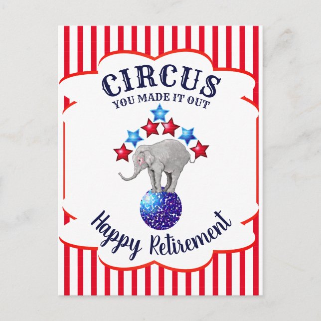 Circus Elephants Funny Retirement Postcard (Front)