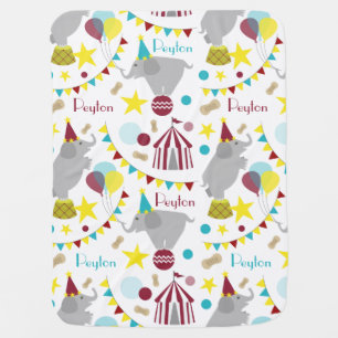 Circus Elephants Personalized Baby Blanket