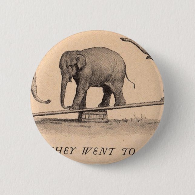 circus elephants pinback button (Front)