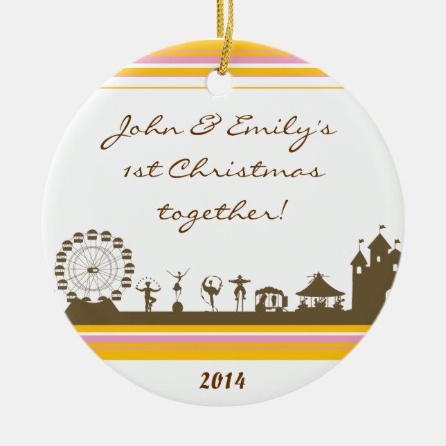 Circus Fair Farris Whee Personalized Name Ornament (Front)