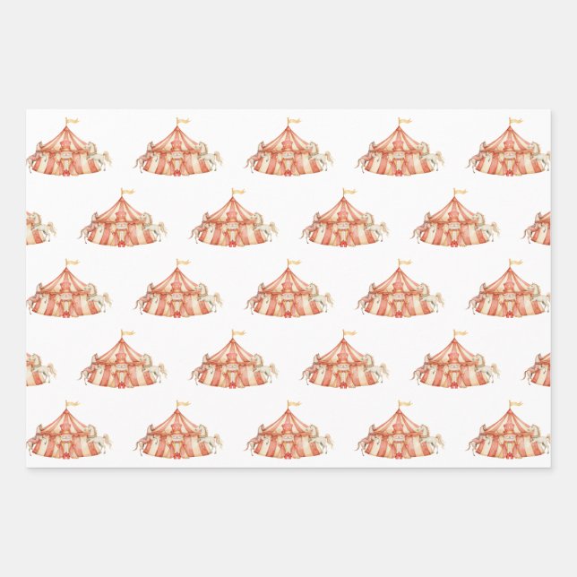 Circus Festival Birthday  Wrapping Paper Sheets (Front)