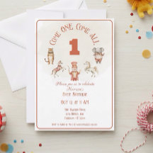 Circus First Birthday Invitation