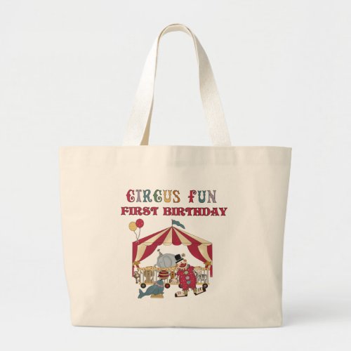 Circus First Birthday Large Tote Bag