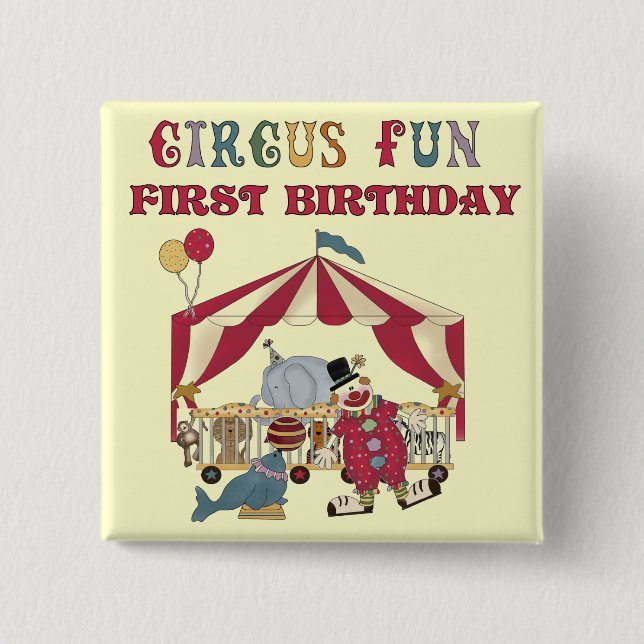 Circus First Birthday Tshirts and Gifts Button (Front)