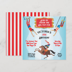 Circus Flying Trapeze Birthday Party Invitation