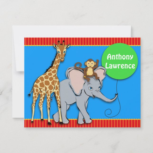 Circus FUN Animal Note Card (Front)