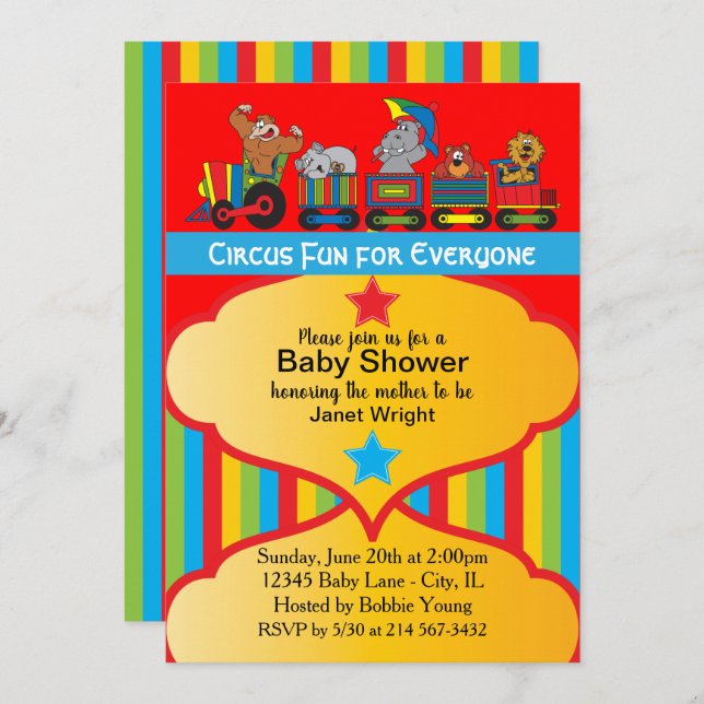 Circus Fun Baby Shower Invitation (Front/Back)