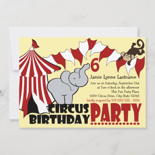 Circus Fun Birthday Party Invitation