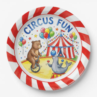 "Circus Fun" Cute Animals & Carnival Tent Plate