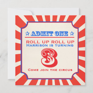Circus fun fair 3rd birthday invitation