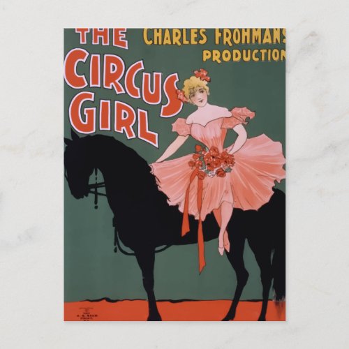 Circus Girl Vintage Poster Postcard