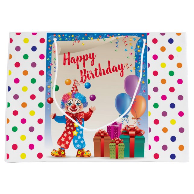 Circus Happy Birthday Large Gift Bag (Front)