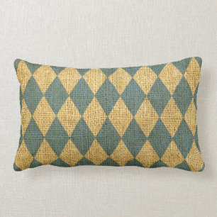 Circus Harlequin Pattern Rustic Light Blue Lumbar Pillow