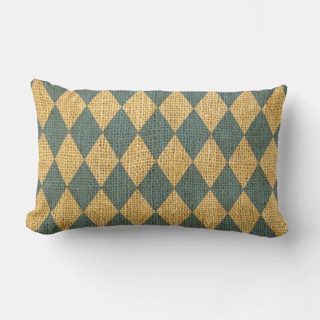 Circus Harlequin Pattern Rustic Light Blue Lumbar Pillow (Front)