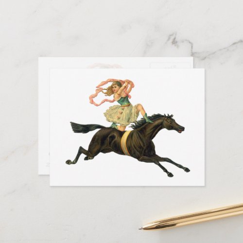Circus Horse and Dancer Postcard