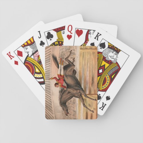 Circus horse and daredevil flying high poker size  playing cards