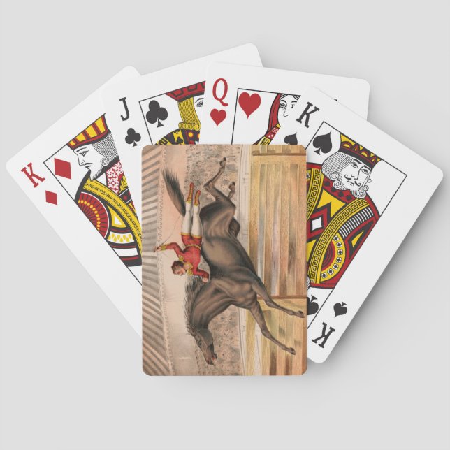 Circus horse and daredevil flying high poker size  poker cards (Back)