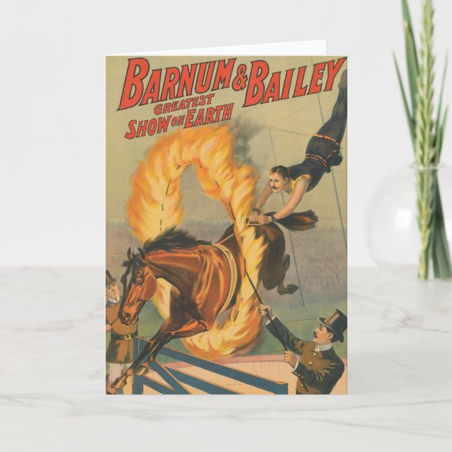 Circus Horse Leaping Through A Flaming Hoop Card (Front)