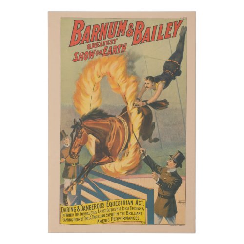 Circus Horse Leaping Through A Flaming Hoop Faux Canvas Print