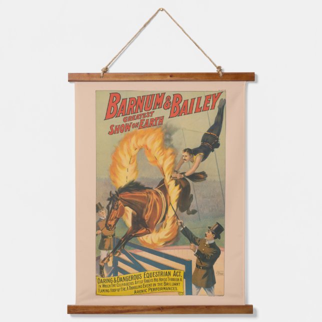 Circus Horse Leaping Through A Flaming Hoop Hanging Tapestry (Front)