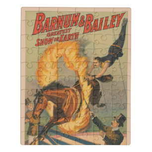 Circus Horse Leaping Through A Flaming Hoop Jigsaw Puzzle